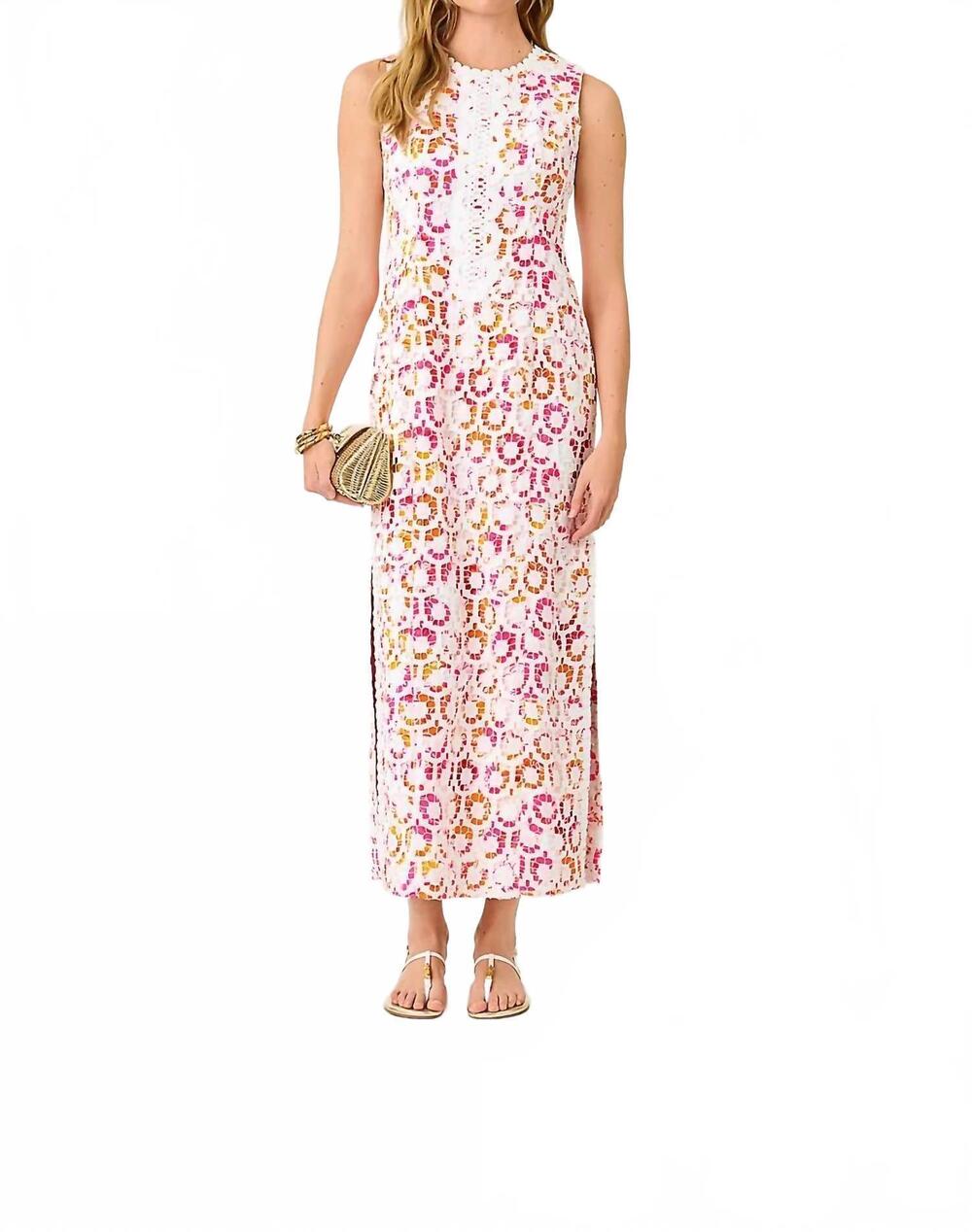 NEW LILLY PULITZER kitt maxi shift dress in resort white pansy fansy
